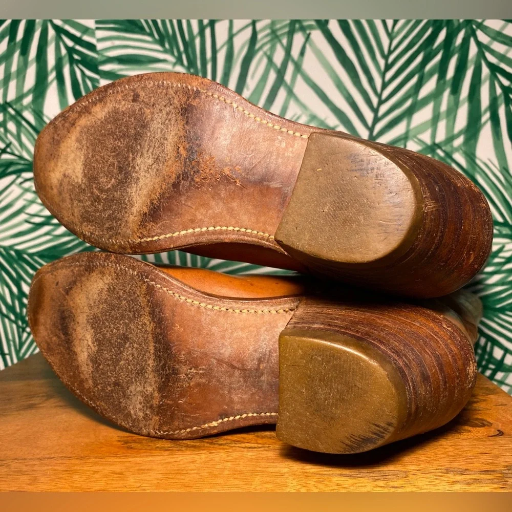 Frye Vintage Brown Leather Cowboy Boots Men’s 9.5 D USA - Picture 11 of 12